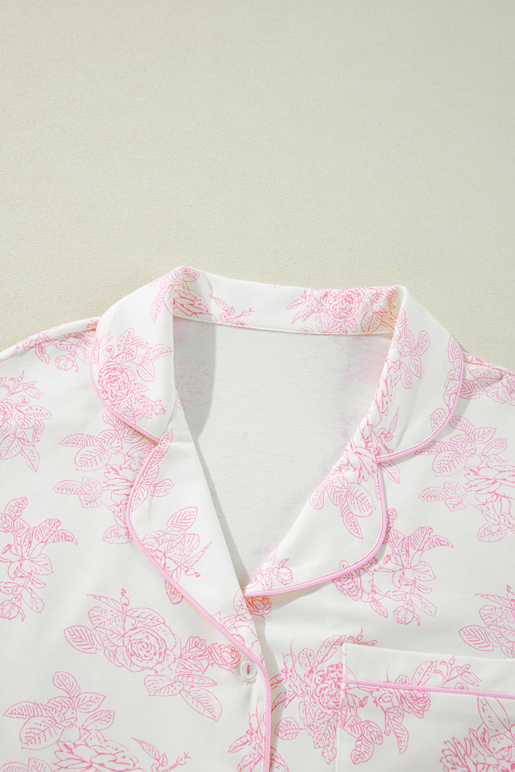 Charming pink floral pajama set with long sleeves and matching pants