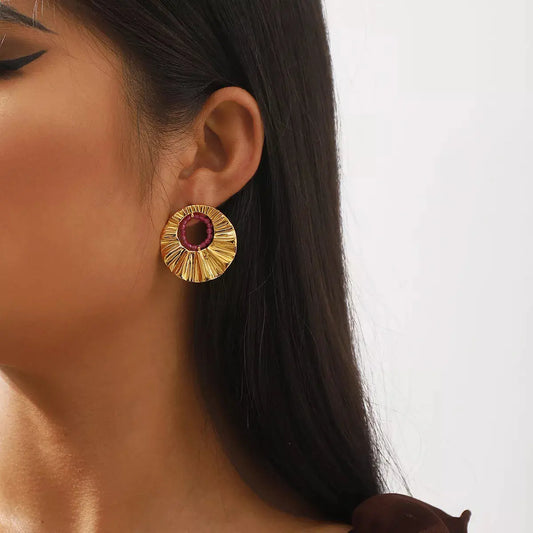 18K Gold-Plated Bead Round Earrings Simply Love