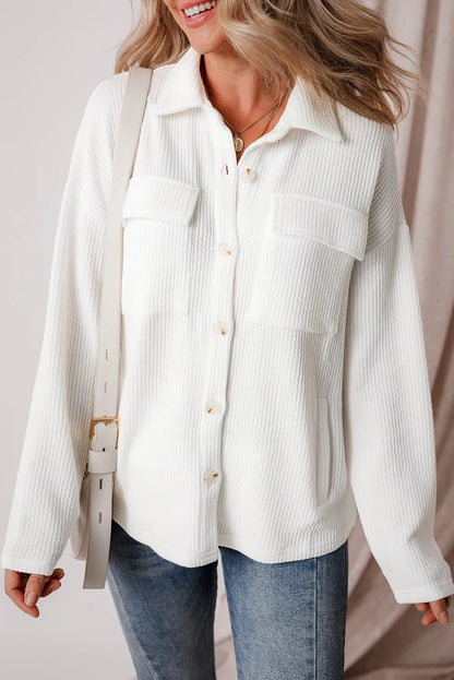 Button-up long sleeve shacket