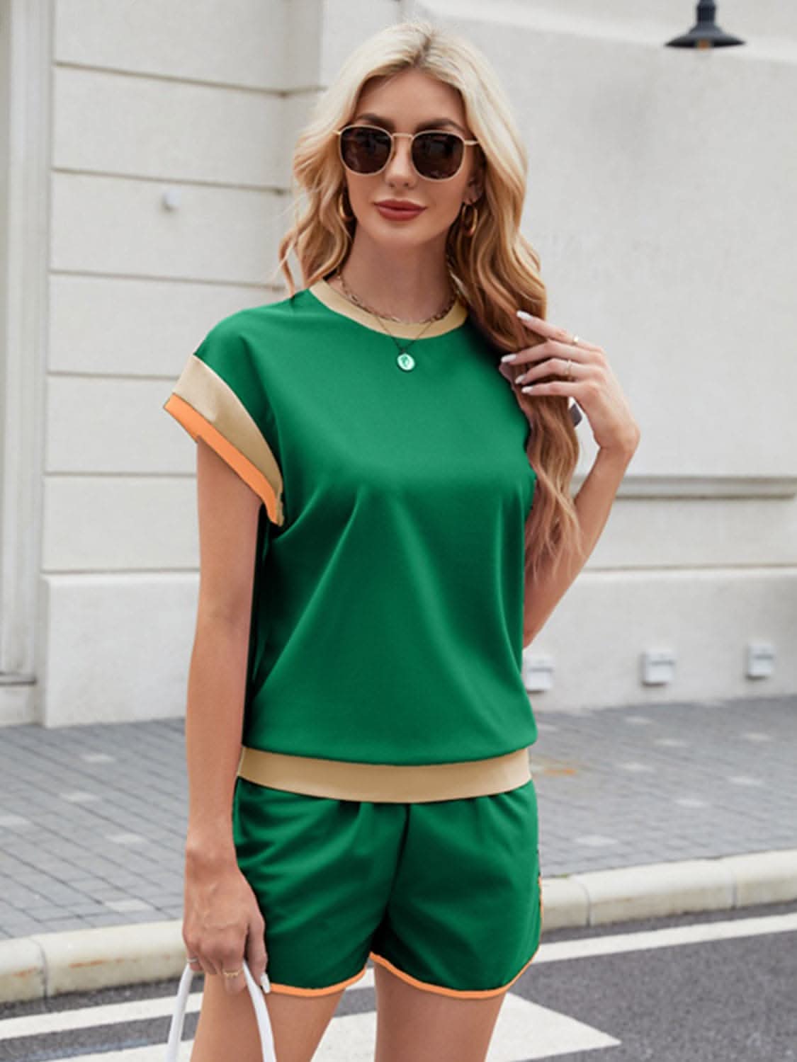 Stylish Two-Piece Top and Shorts Set - Love Salve 