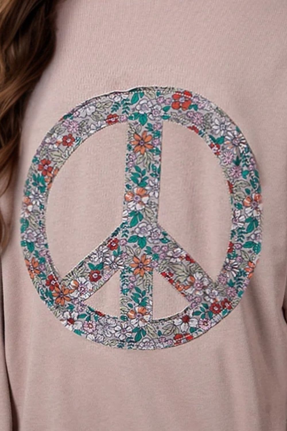 Peaceful vibes long sleeve sweatshirt with applique design