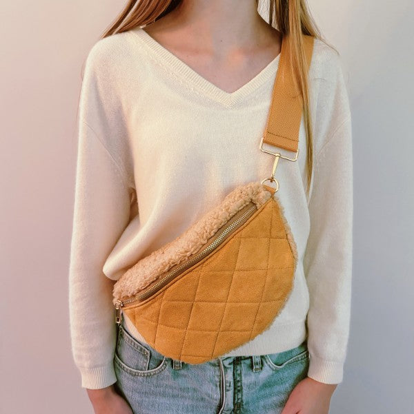 Fuzzy And Quilted Luxe Sling Bag Coco’s Tee Boutique