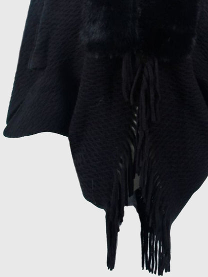 Open Front Fringe Hem Poncho.