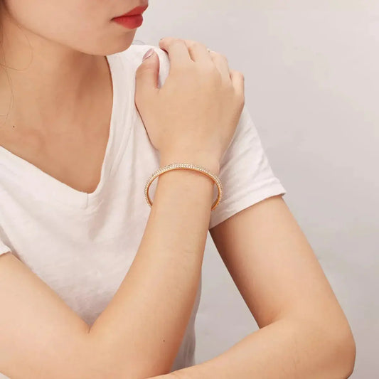 18K Gold-Plated Copper Zircon Open Bracelet Simply Love