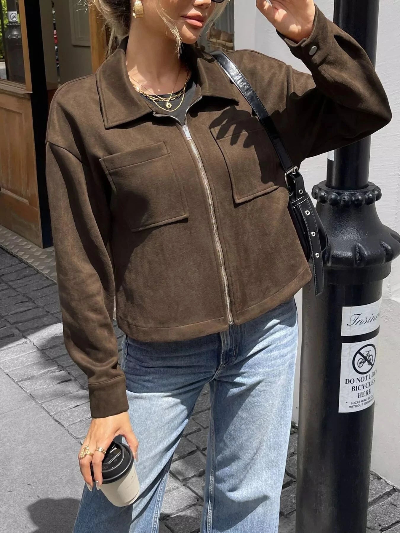 Casual Long Sleeve Zip Up Jacket with Pockets for Everyday Wear