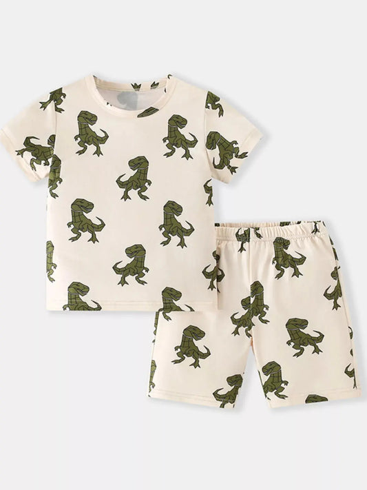 Children's Dinosaur Print Short Sleeve Tee and Shorts Set Simply Love