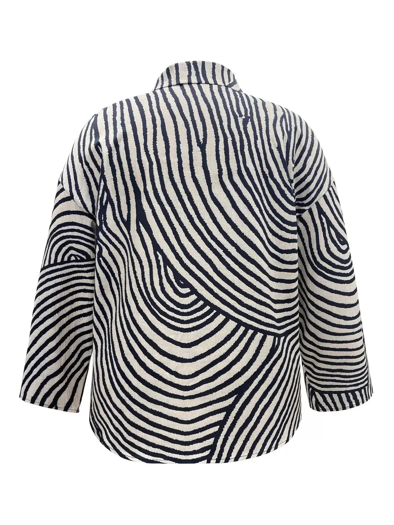 Plus Size Abstract Zebra Print Button-Down Shirt Simply Love