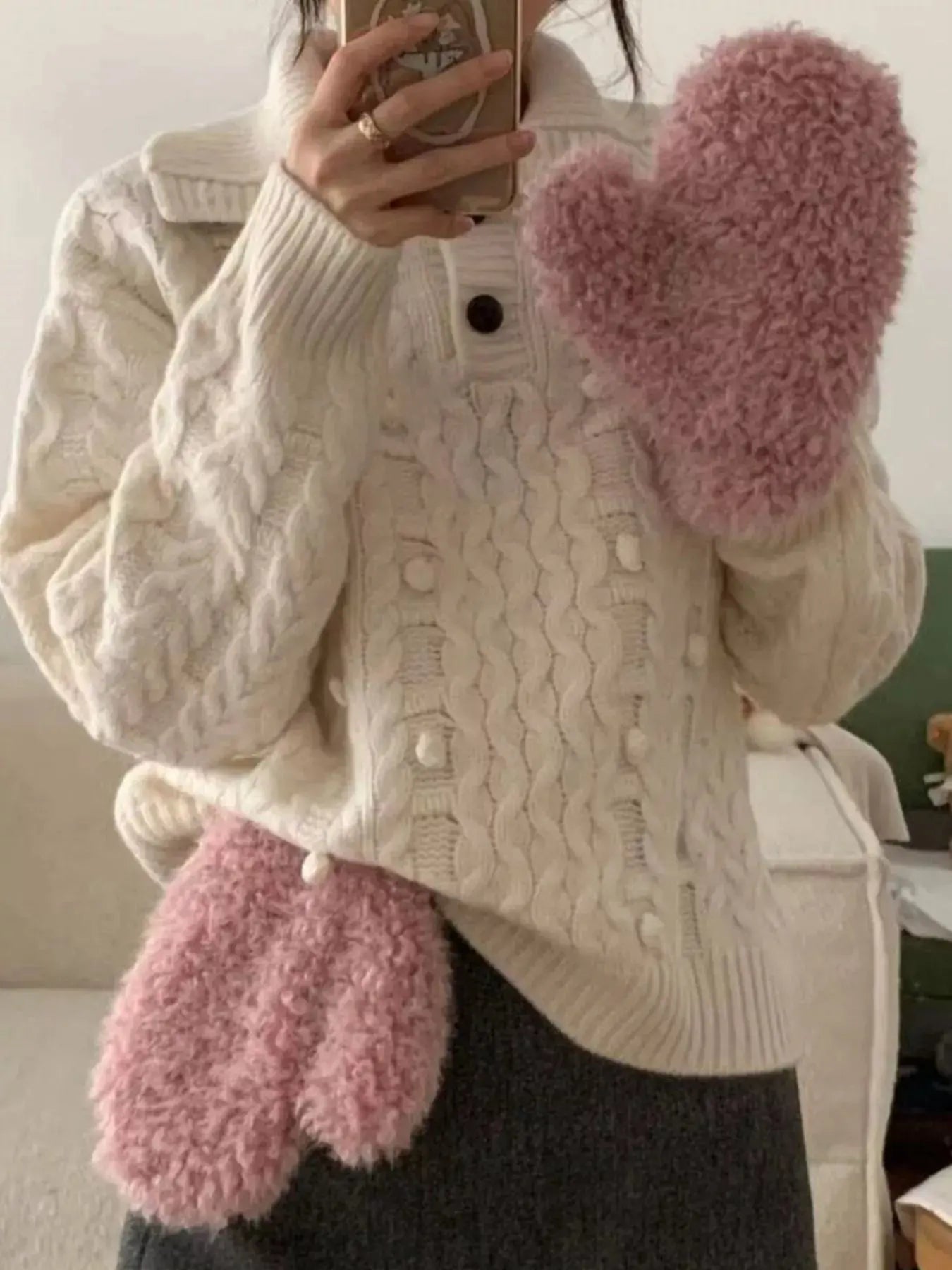 Fluffy Knit Mittens Gloves Simply Love