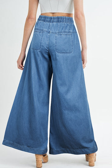 Dusk blue high waist wide leg jeans