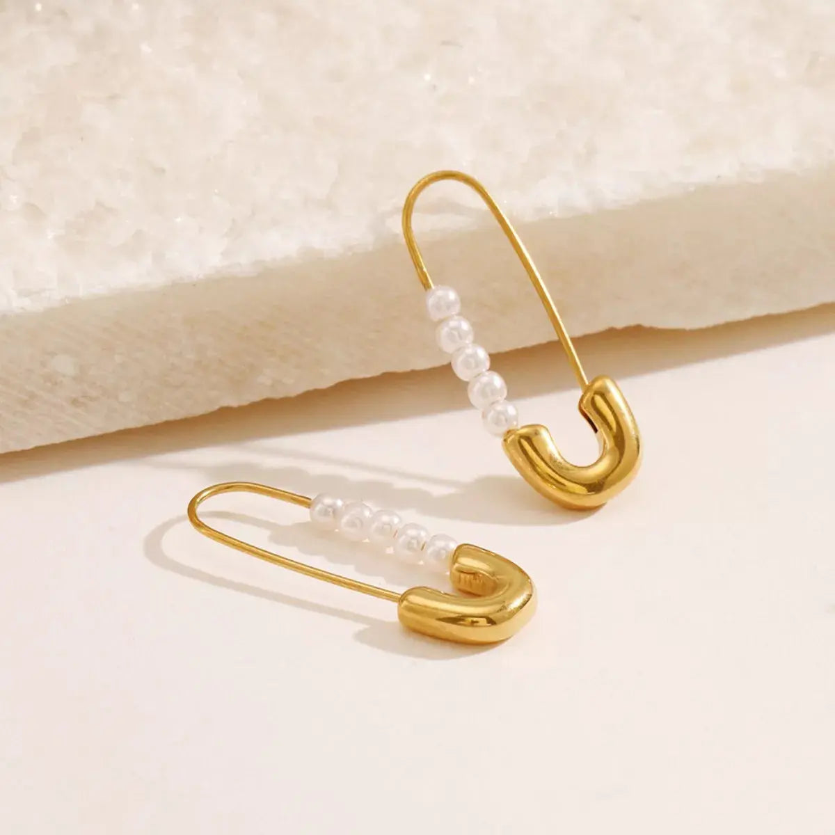 Safety Pin Pearl Accent Earrings Simply Love