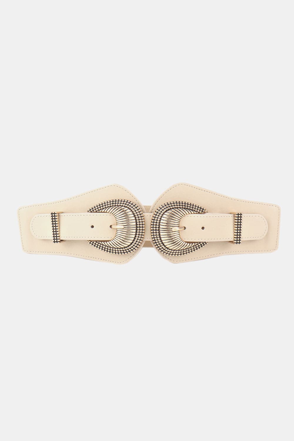 Shell Double Buckle Elastic Wide Belt.