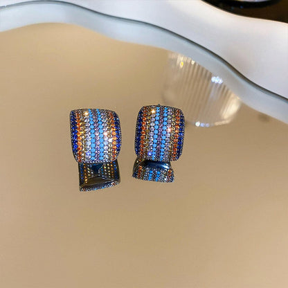 Contrast Inlaid Zircon Earrings.