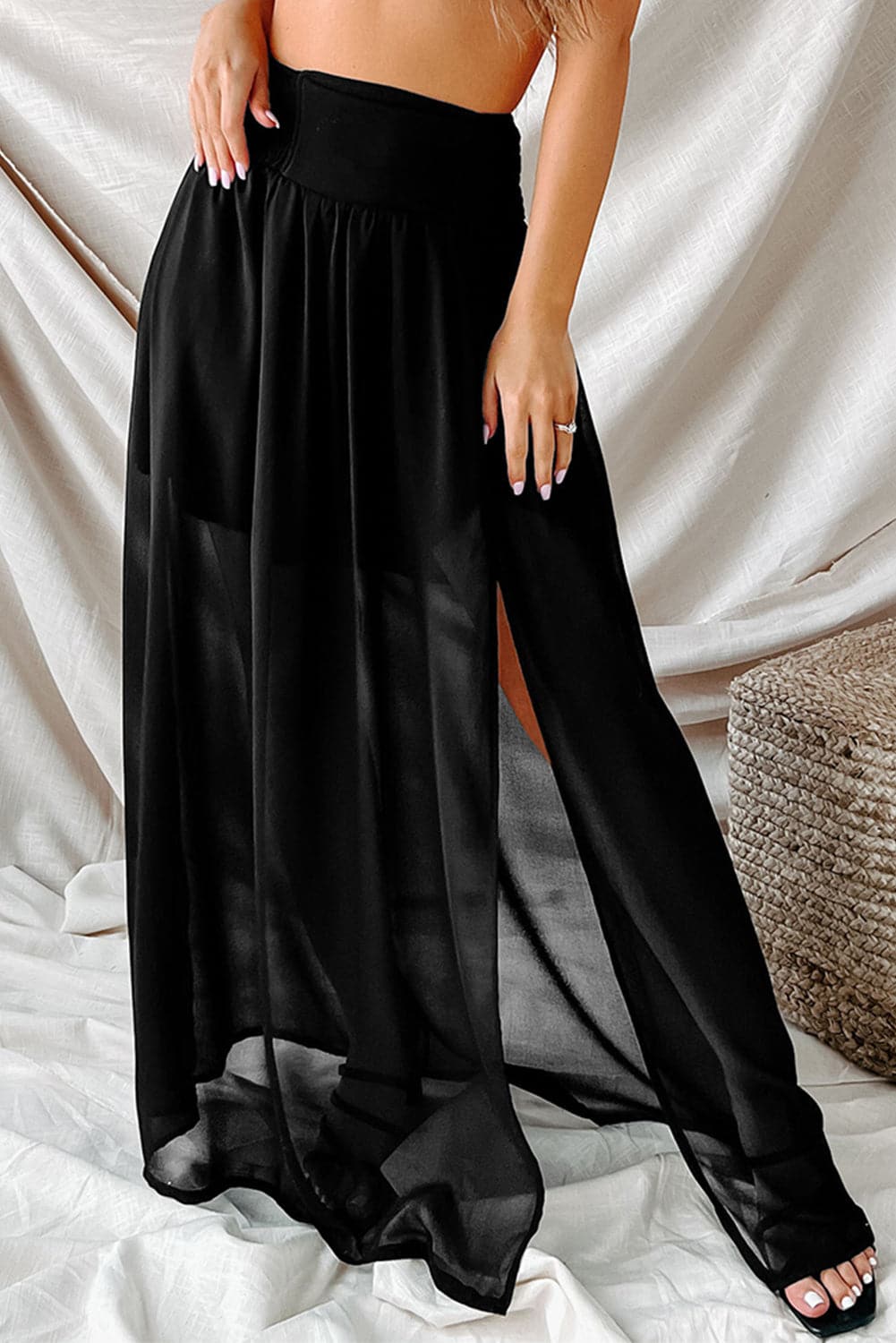 Slit High Waist Maxi Skirt.