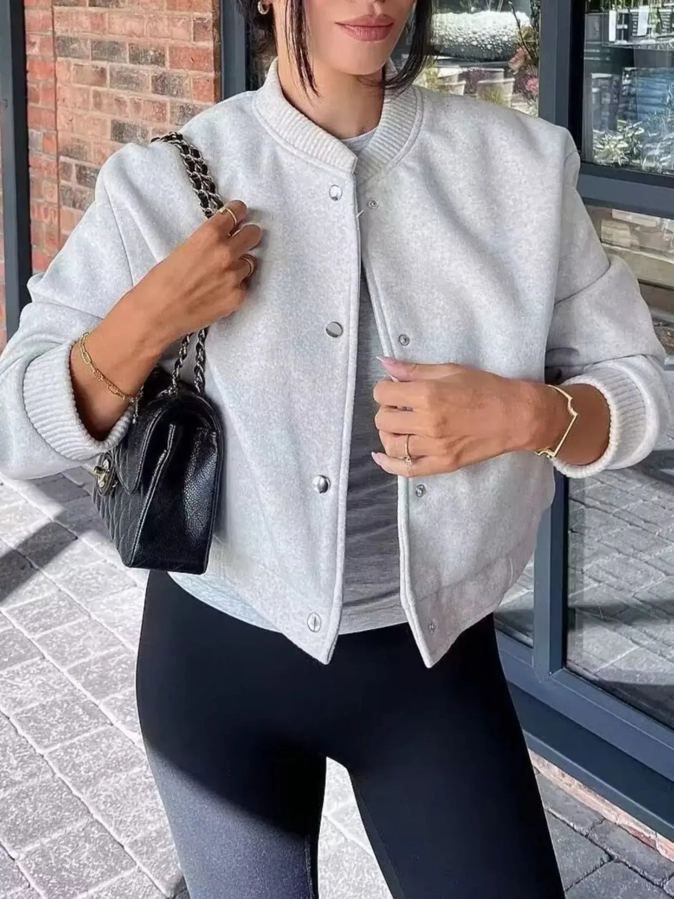 Snap Down Cropped Jacket Simply Love