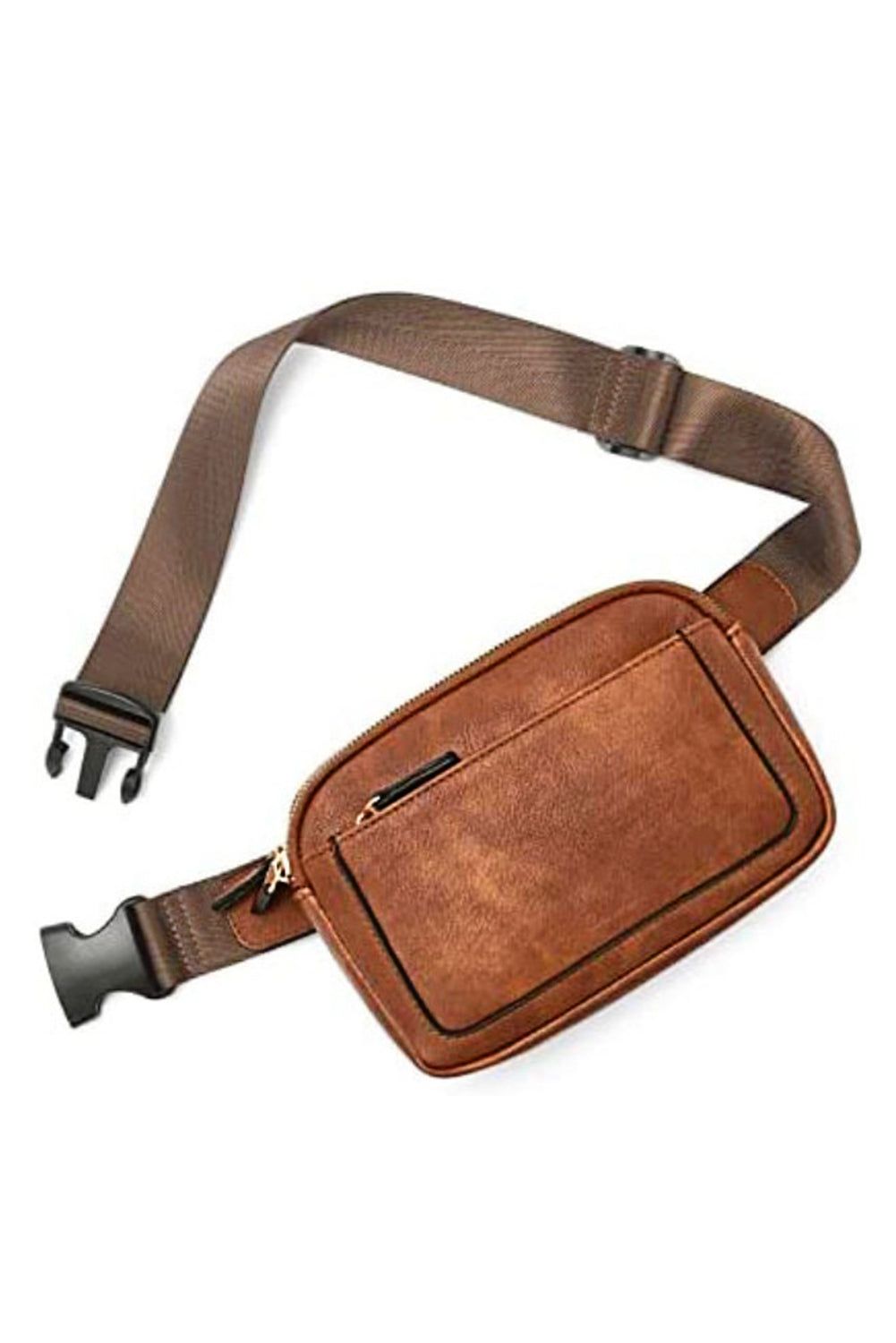 Sleek camel multi-zip crossbody bag for everyday adventures