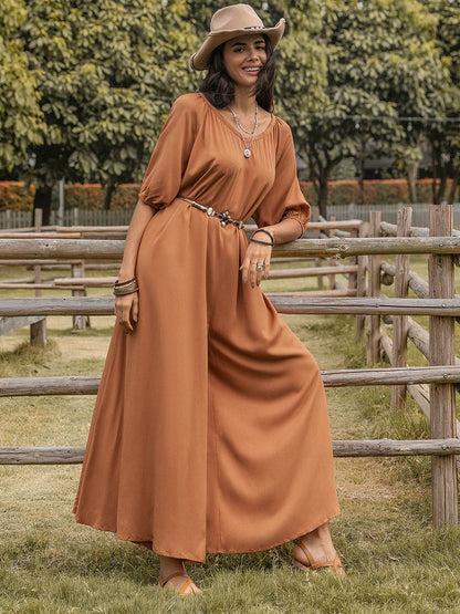 Scoop Neck Half Sleeve Wide Leg Jumpsuit.