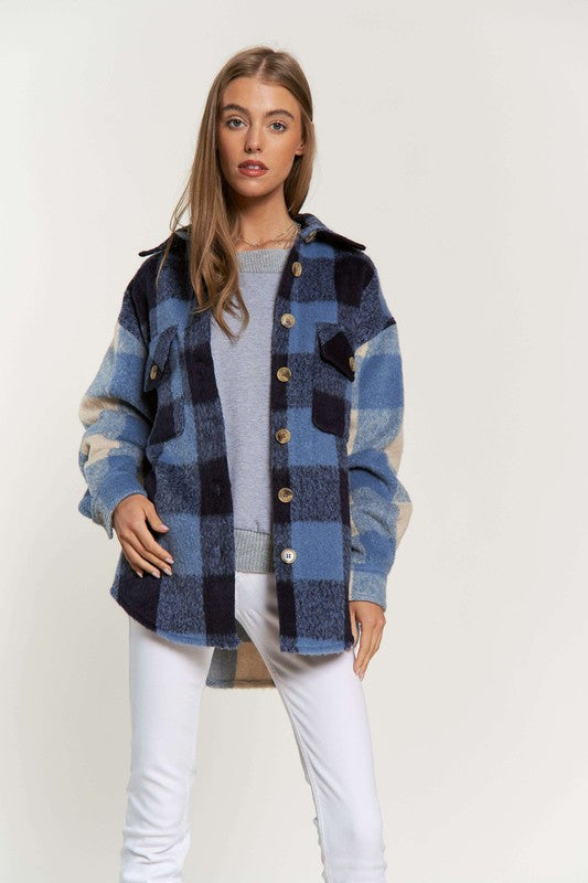 Plaid Utility Shacket with Pocket