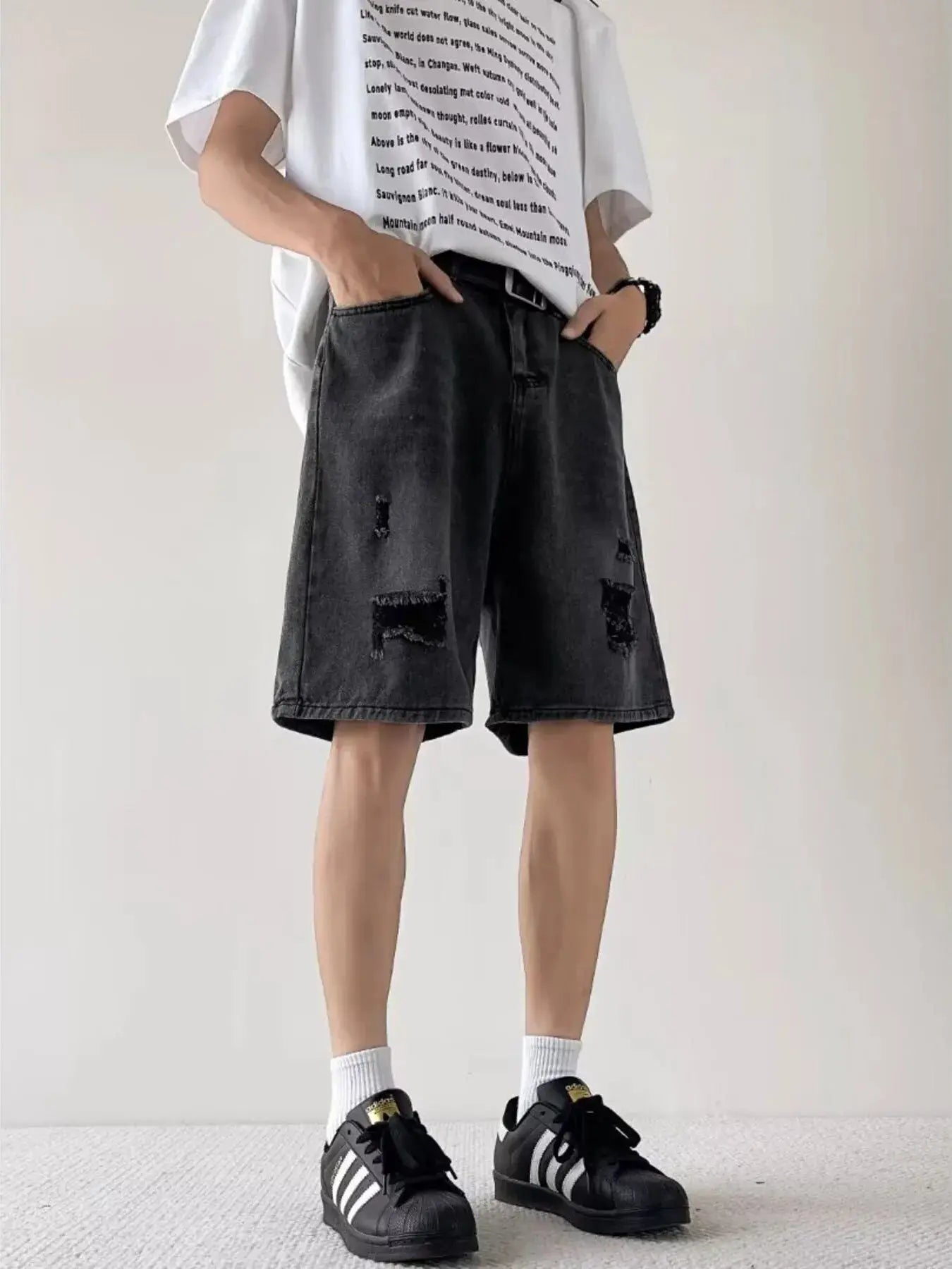 Men's Full Size Casual Loose Fit Ripped Denim Shorts Plus Size Simply Love