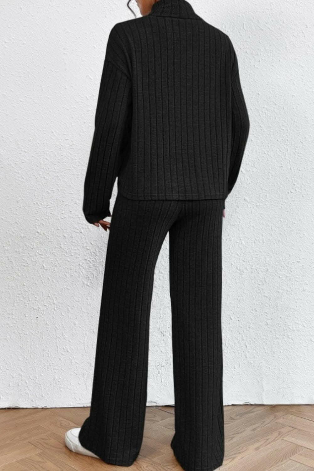 Chic mock neck top & pants set - Love Salve 
