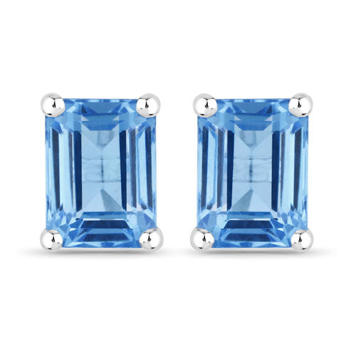 3.20 Carat Genuine Swiss Blue Topaz .925 Sterling Silver Earrings