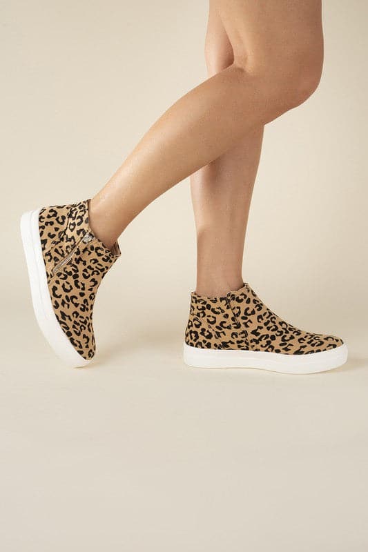 Route-S High Top Leopard Sneakers.