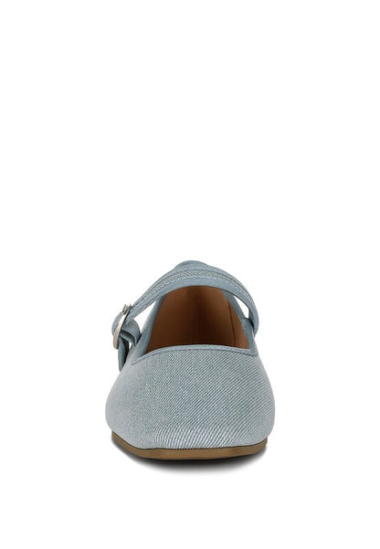 Stylish Denim Ballerinas with Buckle