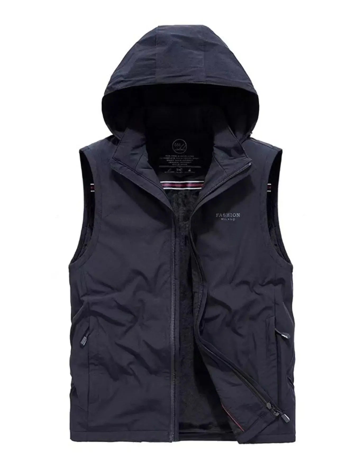 Men's Plus Size Hooded Zip Up Vest Nylon Spandex Lightweight Simply Love