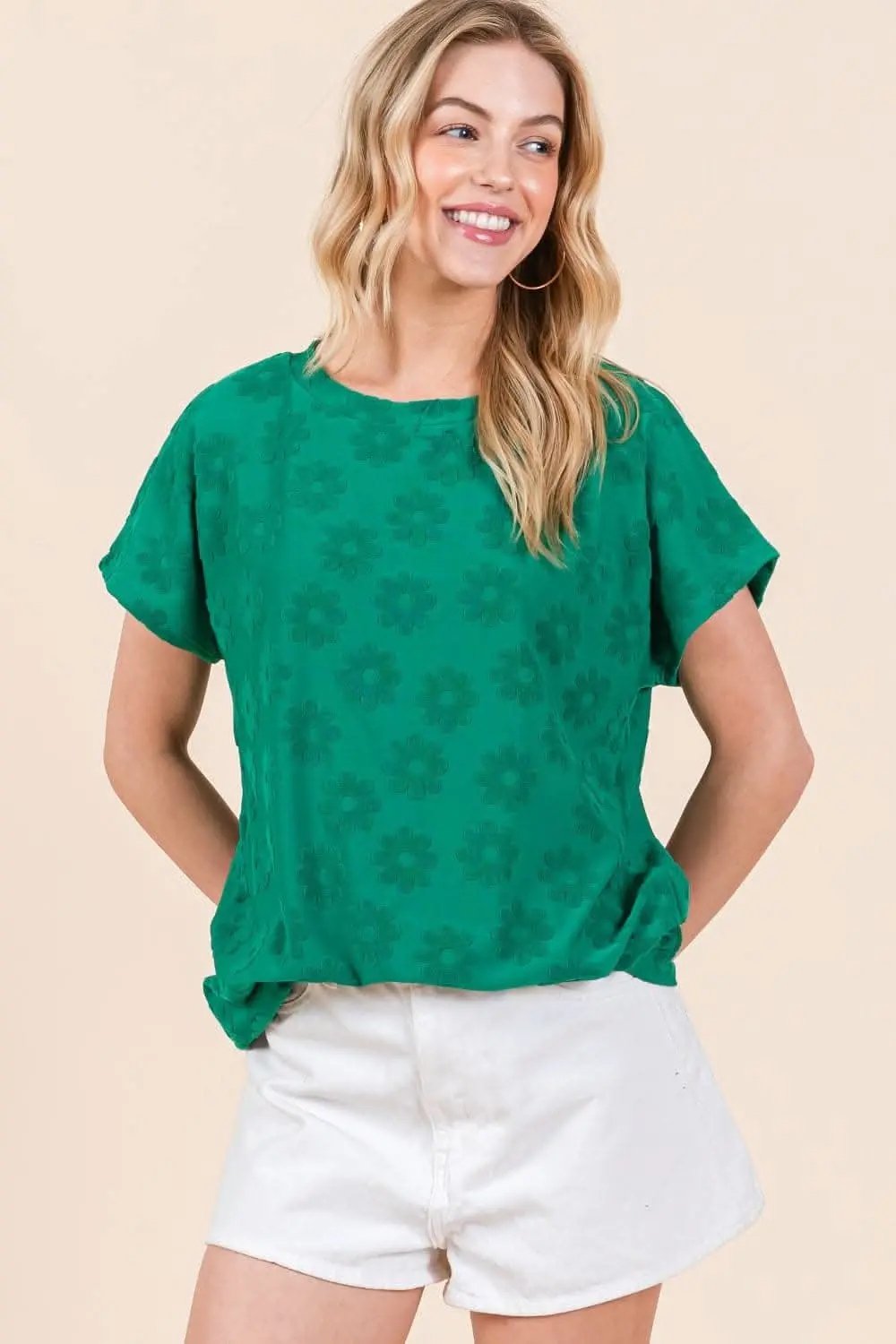 BOMBOM floral texture tee, short sleeve - Love Salve 