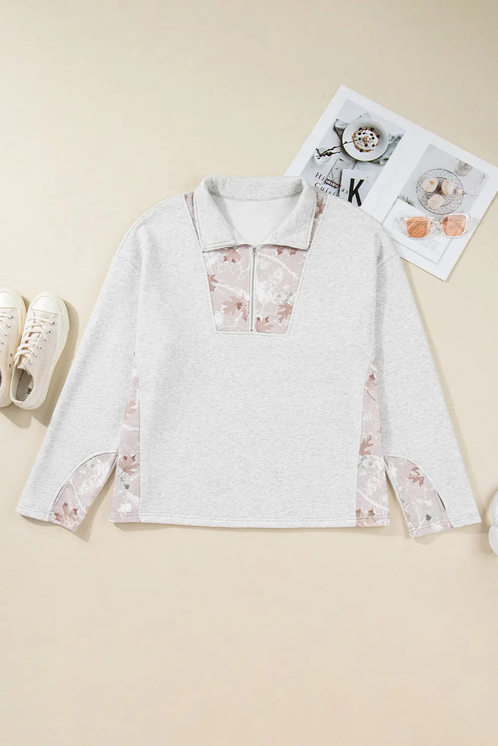 Dear-Lover Gray Camo Sweatshirt Women's Daily Casual Zipped Pullover - Plus Size, Fall Style Dear-Lover Dropshipping