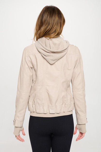 Stylish double zip hooded jacket