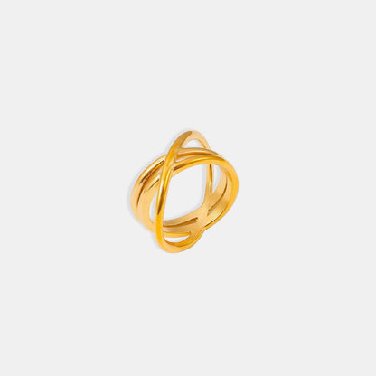 Elegant 18K gold-plated double crisscross ring