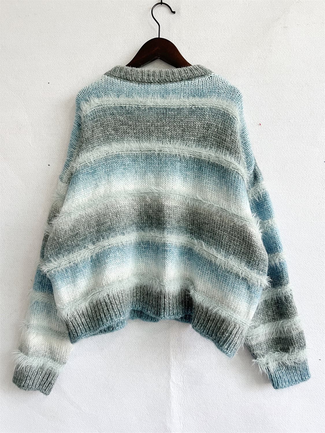 Striped Round Neck Long Sleeve Sweater.