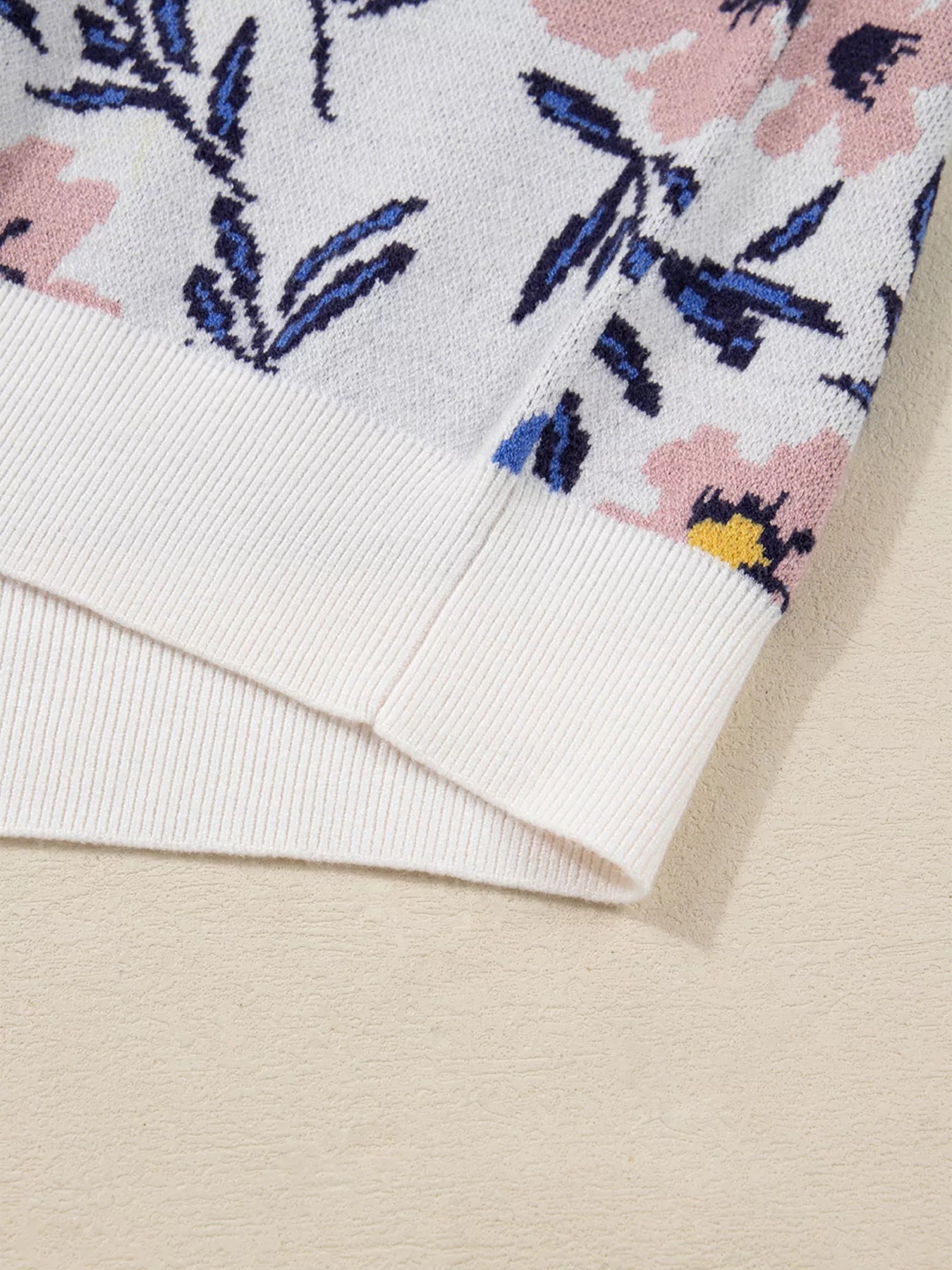 Floral Panel Colorblock Sleeve Patchwork Sweater Simply Love