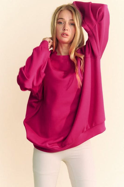 Davi & Dani Round Neck Raglan Sleeve Sweatshirt