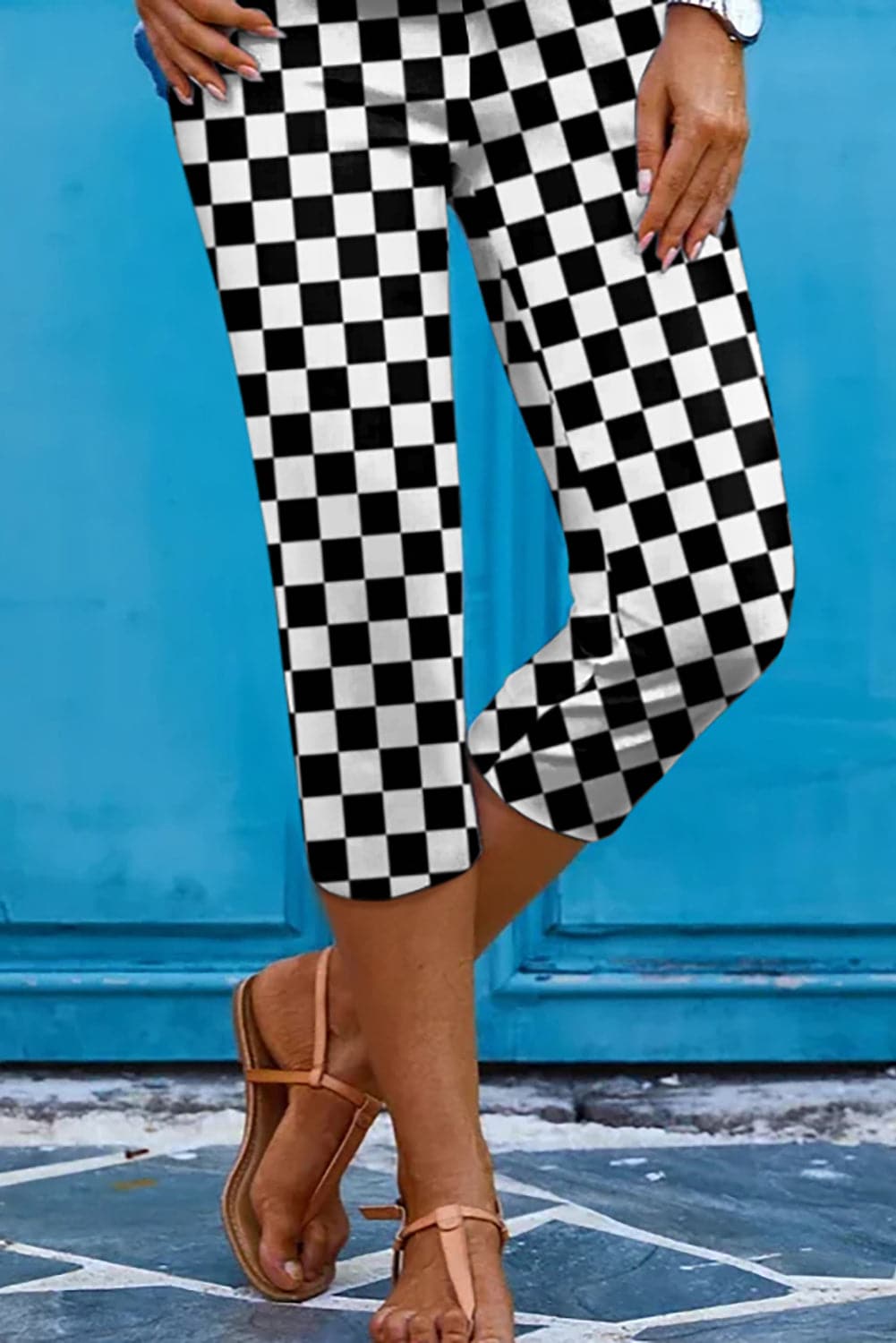 Checkered Skinny Capris.