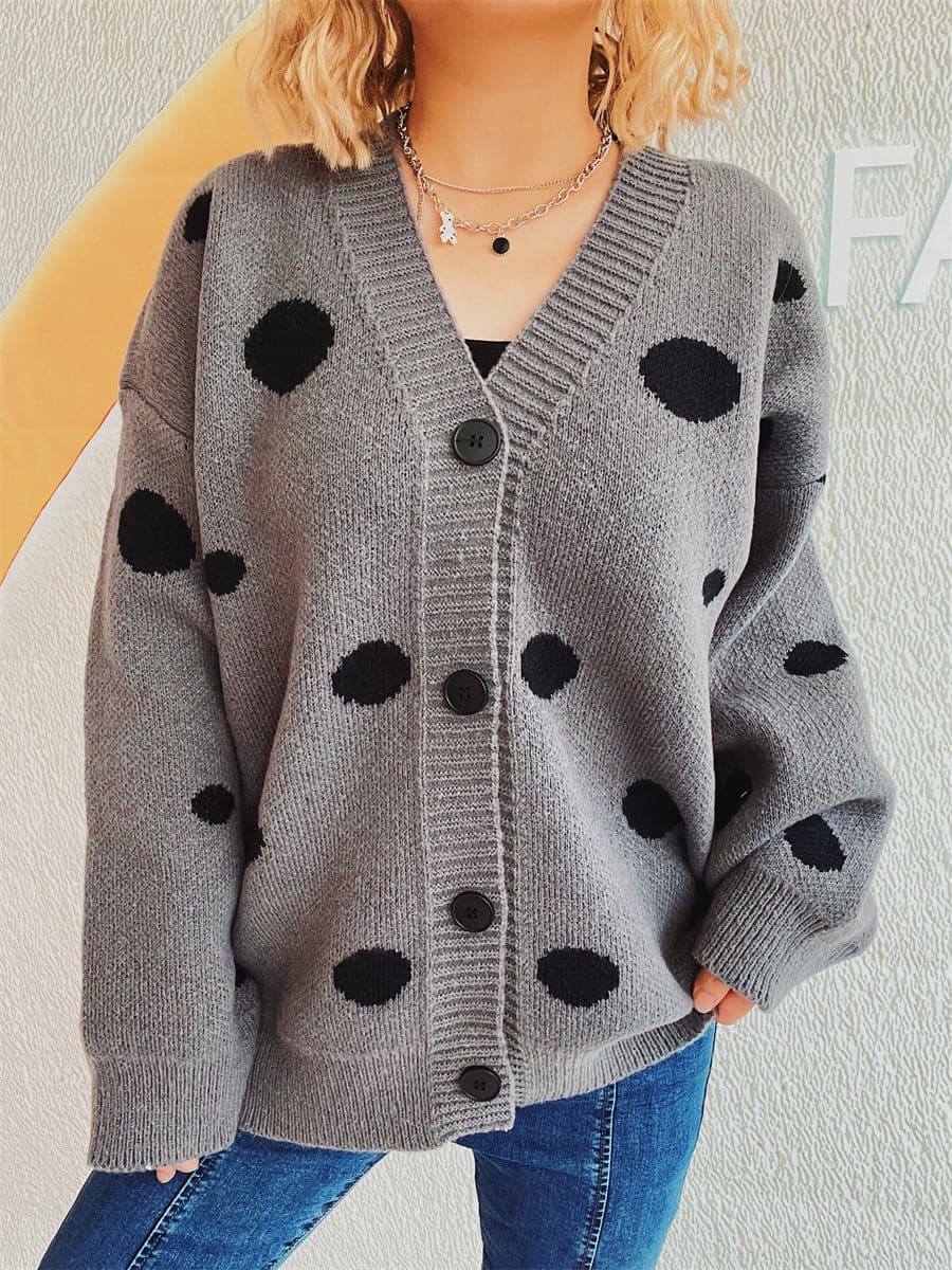 Chic polka dot cardigan - stylish layering