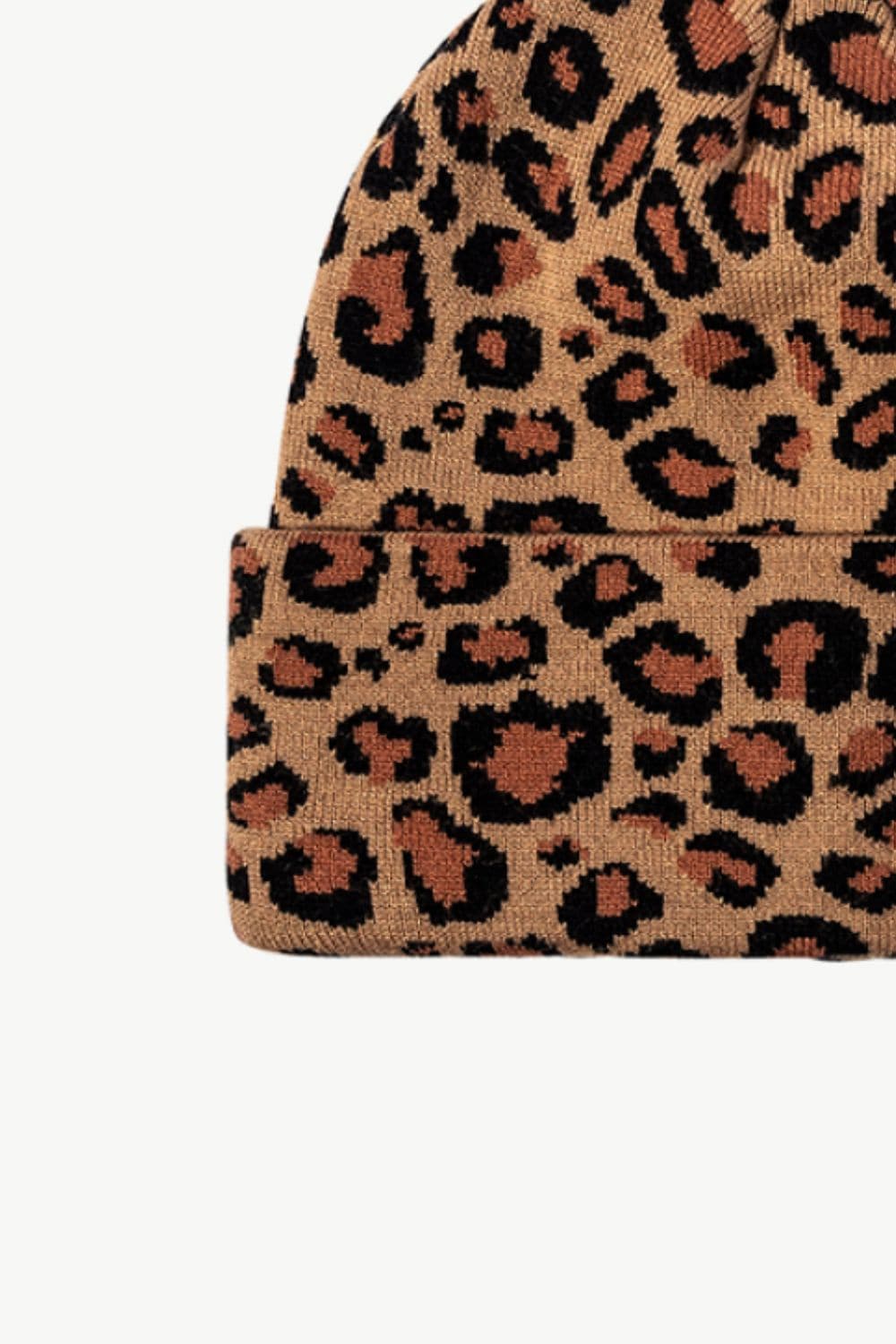 Leopard Pattern Cuffed Beanie.