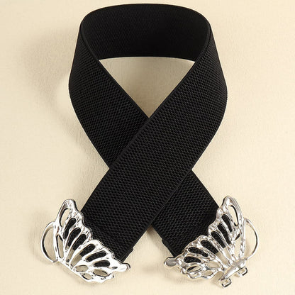 Butterfly Alloy Buckle Elastic Belt.