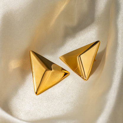 Stainless Steel 3D Triangle Earrings.