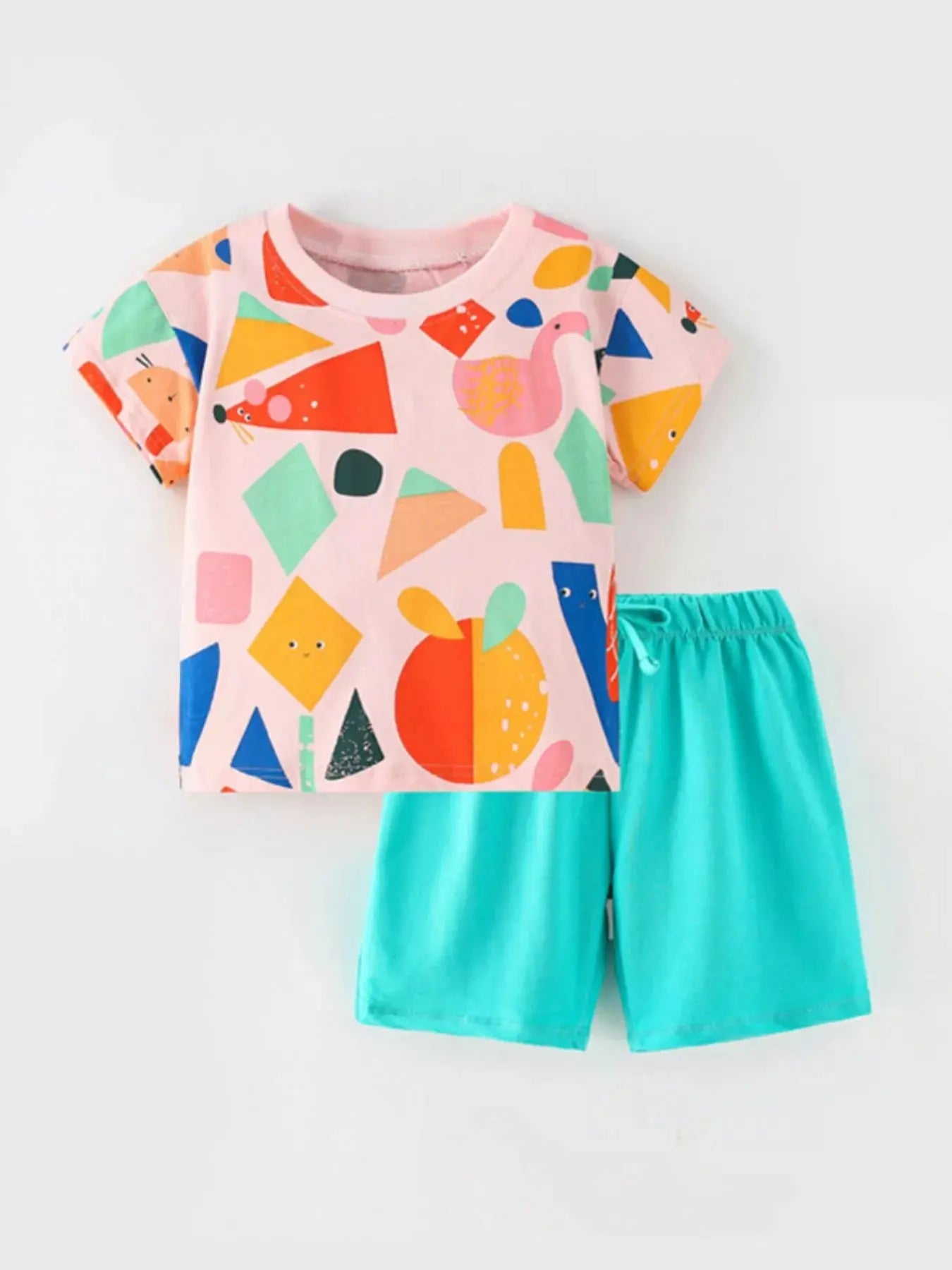 Children's Colorful Geometric Top and Shorts Set Simply Love