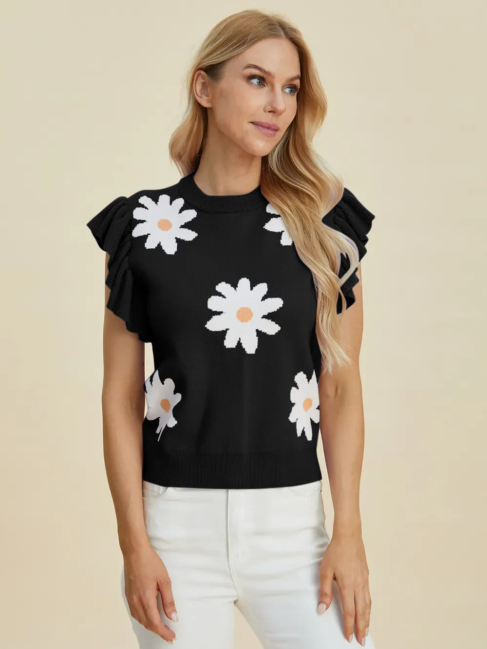 Double Take: Ruffled Flower Sweater
