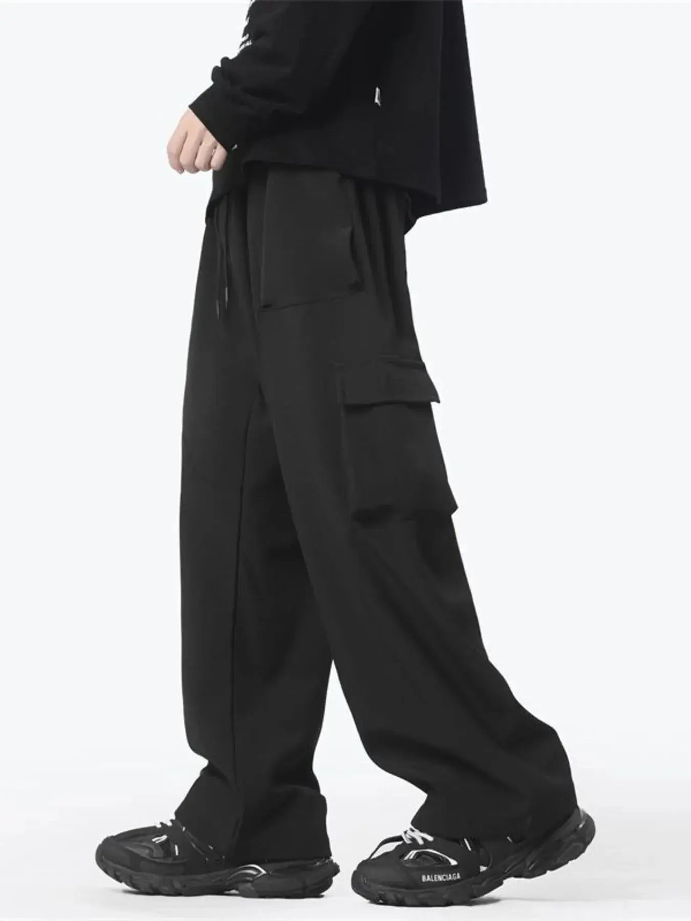 Men's Full Size Loose Fit Cargo Pants with Drawstring Plus Size Simply Love