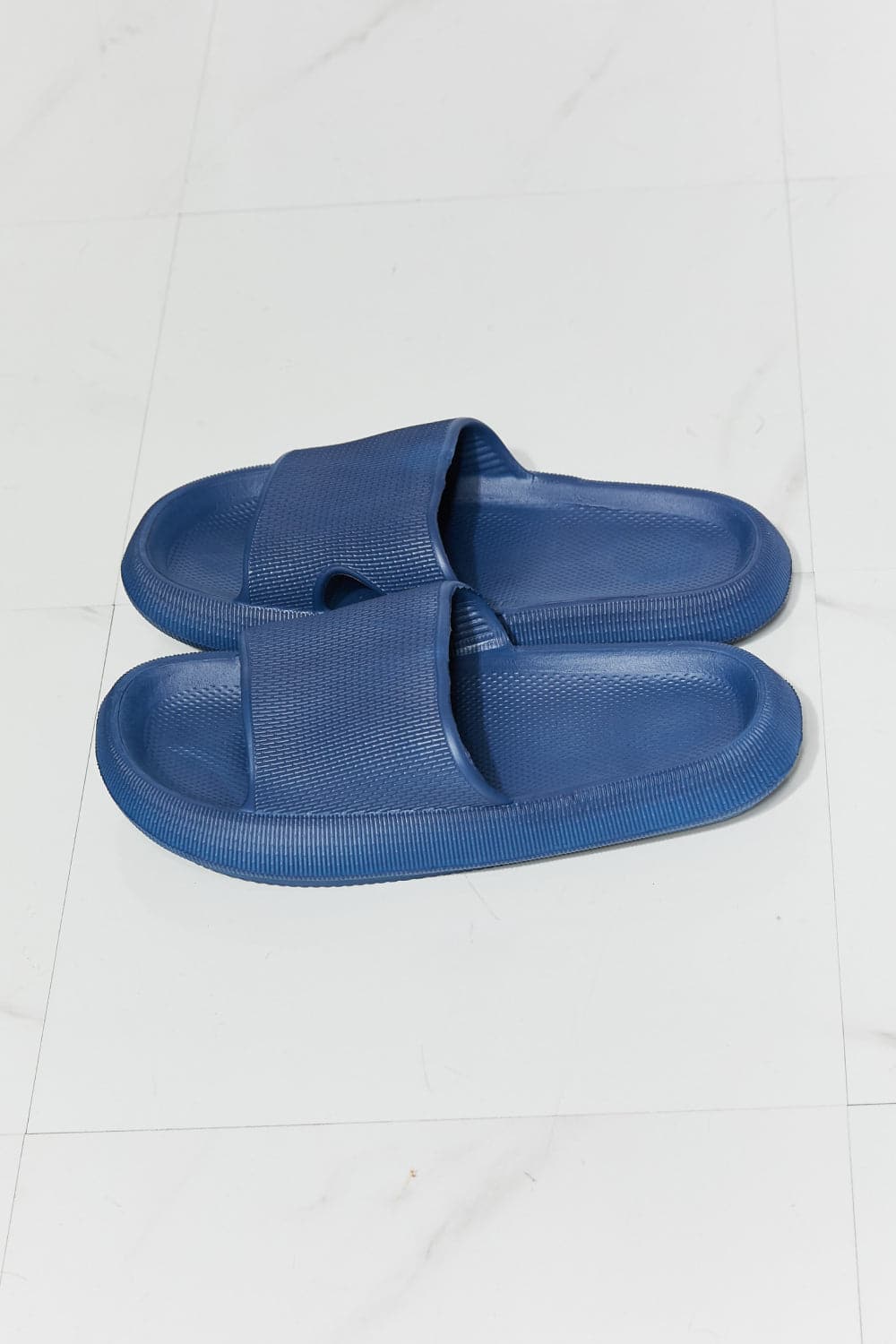 MMShoes Arms Around Me Open Toe Slide in Navy.