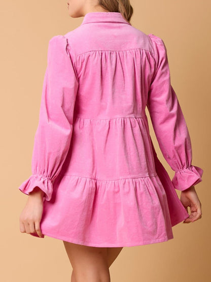 Ruffled mini dress with flounce sleeves