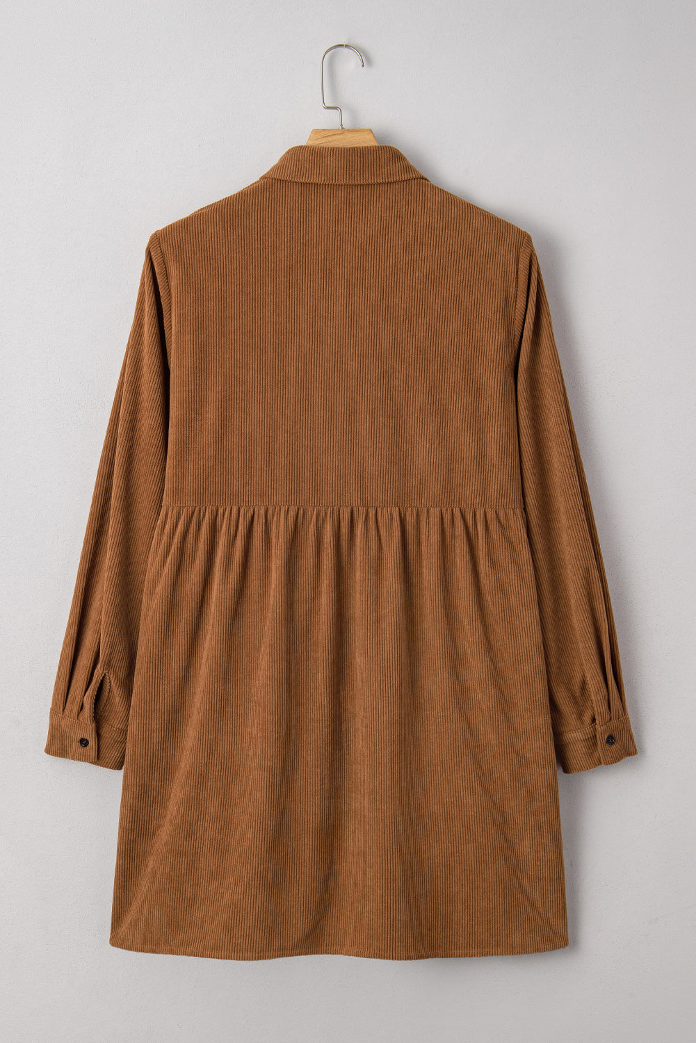 Camel Corduroy Button Down Shirt Style Plus Size Dress Dear-Lover Dropshipping