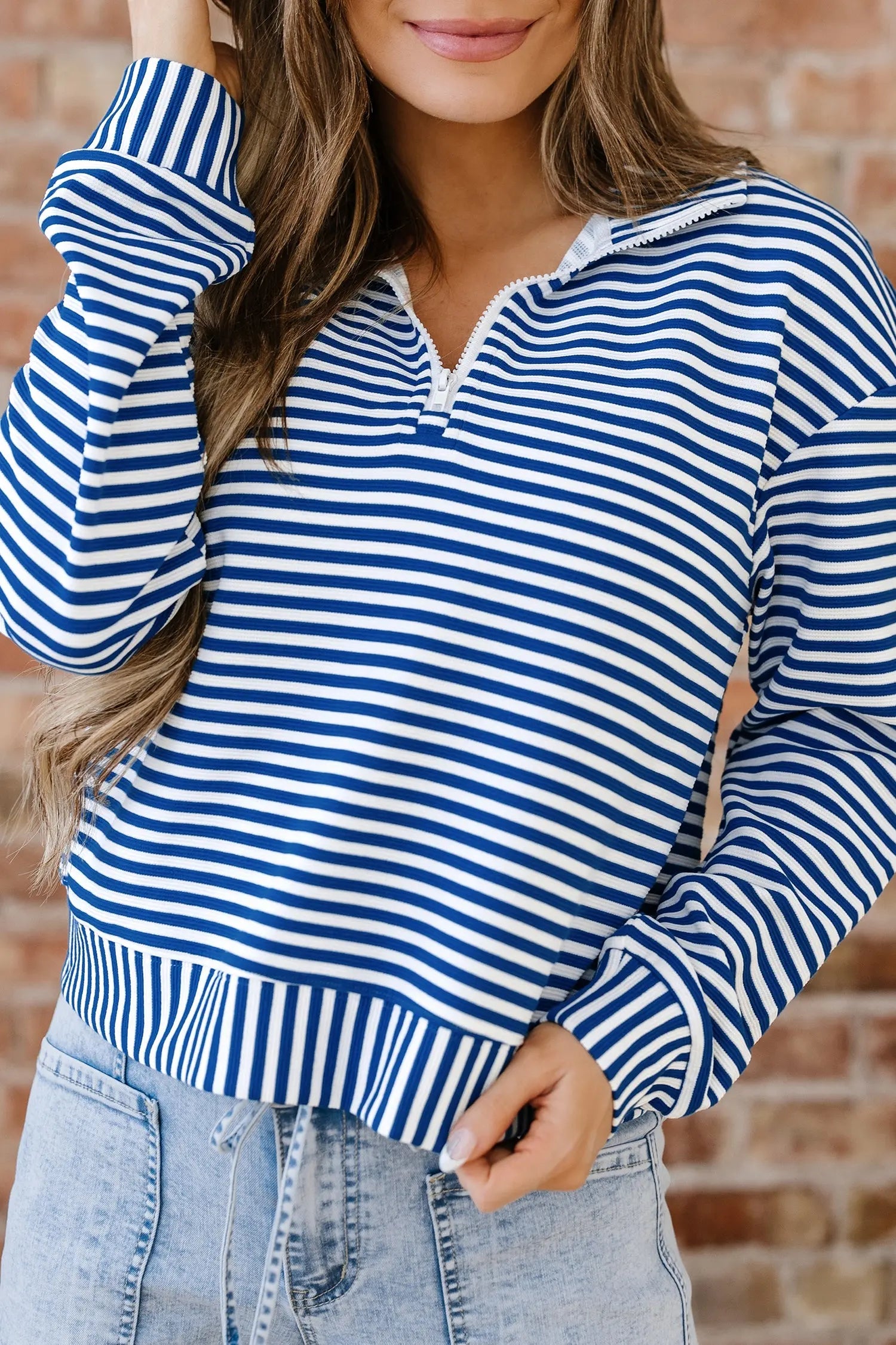Dear-Lover Blue Stripe Pullover Women's Casual Long Sleeve Top - Soft & Stylish Dear-Lover Dropshipping
