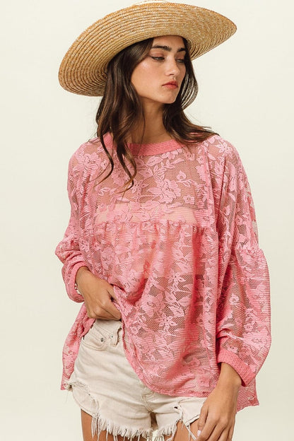 BiBi Floral Lace Long Sleeve Top.