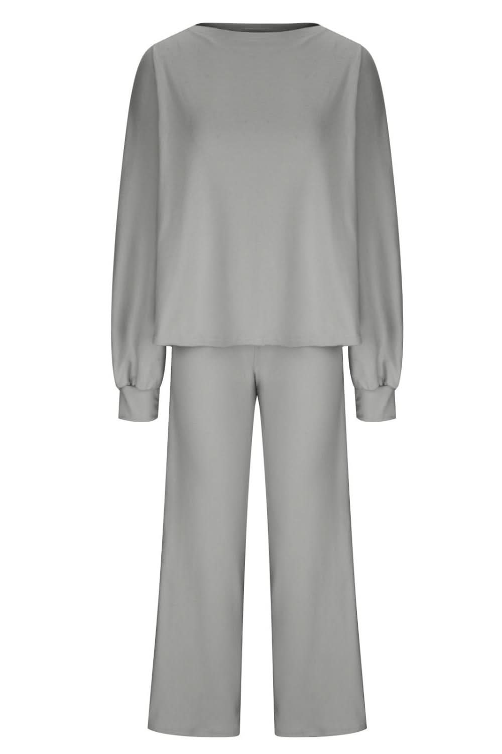 Sleek Basic Two-Piece Long Sleeve Top and Pants Set