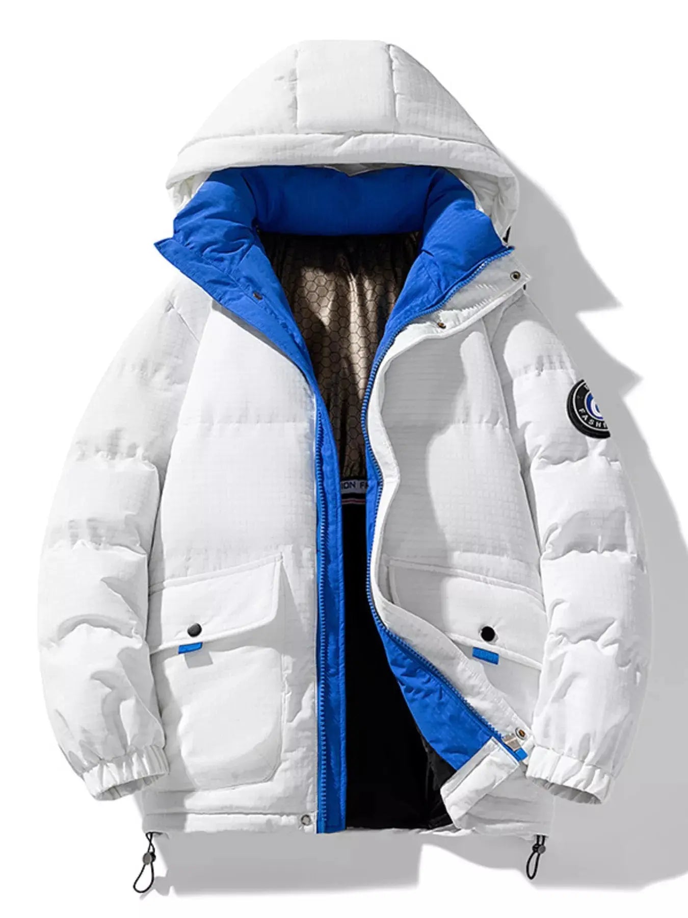 Men's Plus Size Contrast Hooded Puffer Jacket Simply Love