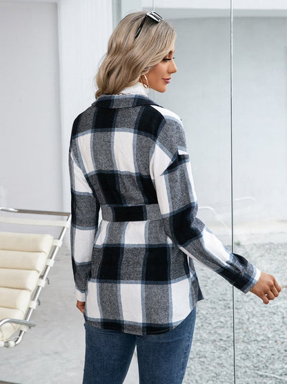 Plaid Button Up Long Sleeve Shacket.